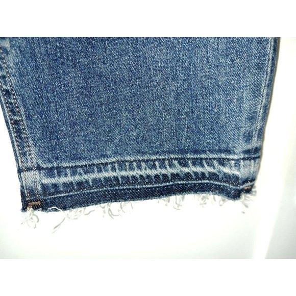 OLD NAVY NWT 14P Dark Wash Mid Rise Cropped Boyfriend Jeans Raw Hem 22" inseam - Picture 6 of 7